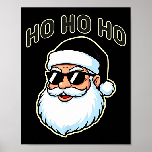 Poster Cool Santa In Black Hat Sungles Graphic 2  (Devant)