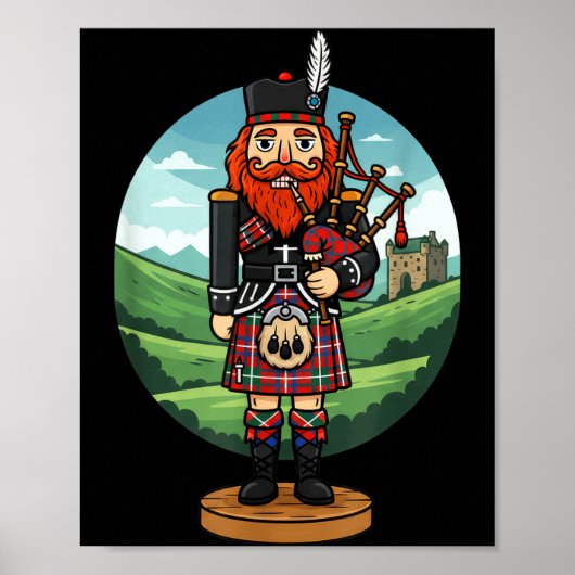 Poster Cool Scottish Nutcracker Bagpes  (Devant)