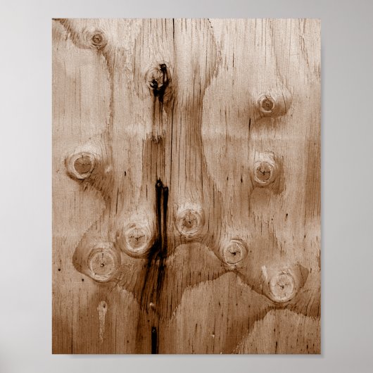 Poster Cool Sepia Bois Grain Knot Texture (Devant)