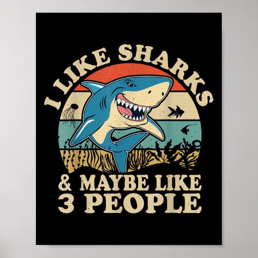 Poster Cool Shark Art Hommes Femmes Grand Blanc Hammerhea (Devant)