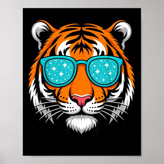 Poster Cool Shirts For Boys Kids, Funny Tiger Sungles  (Devant)