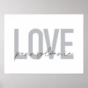 Poster Cool, simple, design moderne Love Pennsylvania