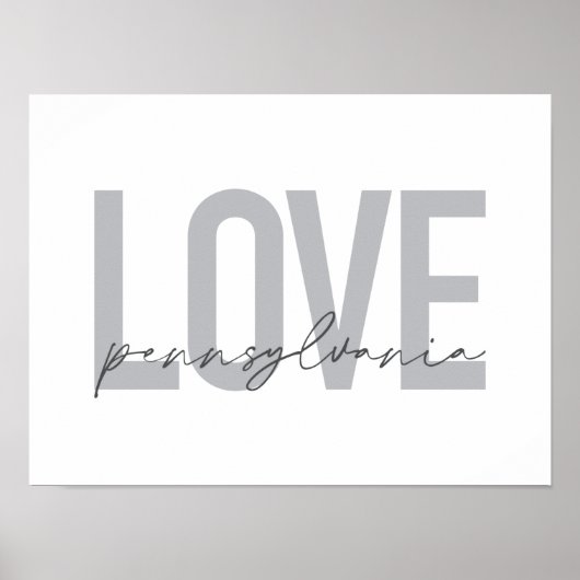 Poster Cool, simple, design moderne Love Pennsylvania (Devant)