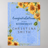 Poster Cool Summer Sunflower Watercolor Parti de retraite (Devant)