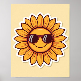 Poster Cool Sunflower with Sunglasses