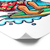 Poster Cool Surfing Santa Christmas In July Summer Beach  (Coin)