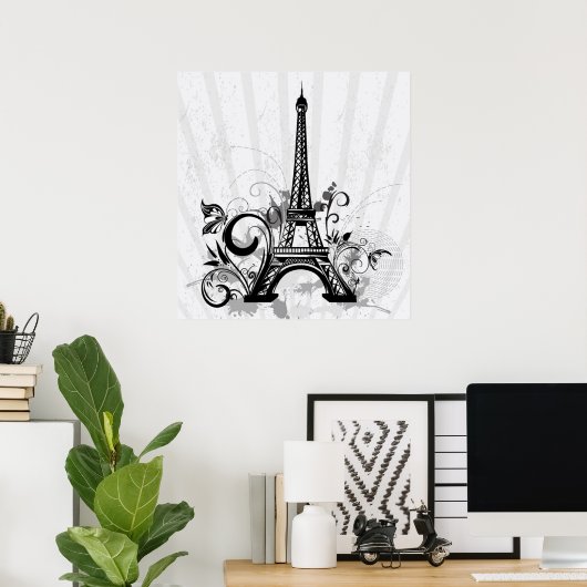 Poster Cool Tour Eiffel tourbillonne des points éclabouss (Bureau à domicile)