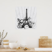 Poster Cool Tour Eiffel tourbillonne des points éclabouss (Cuisine)