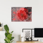 Poster Cool, unique art de fleurs de style asiatique gris (Bureau à domicile)