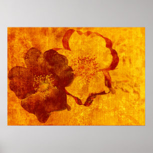 Poster Cool, unique rouge jaune asiatique style art desig