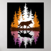 Poster Cool Wolf Art For Men Women Howling Wolf Wolves Lo (Devant)