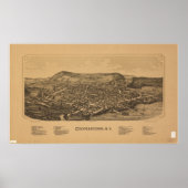 Poster Cooperstown New York 1890 Antique carte panoramiqu (Devant)