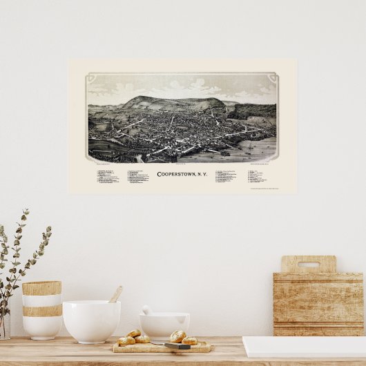 Poster Cooperstown, NY Panoramic Map - 1890 (Cuisine)