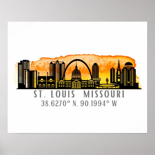 Poster Coordinates de St. Louis Skyline (Devant)