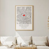Poster Coordinates Engagement Heart Wedding Couple Map