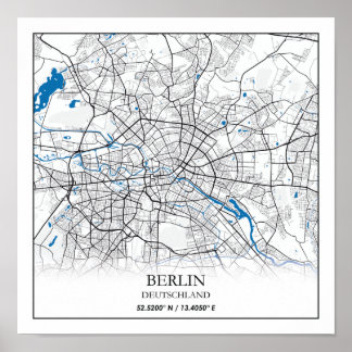 Poster Coordonnées de la carte de la ville Berlin Deutsch