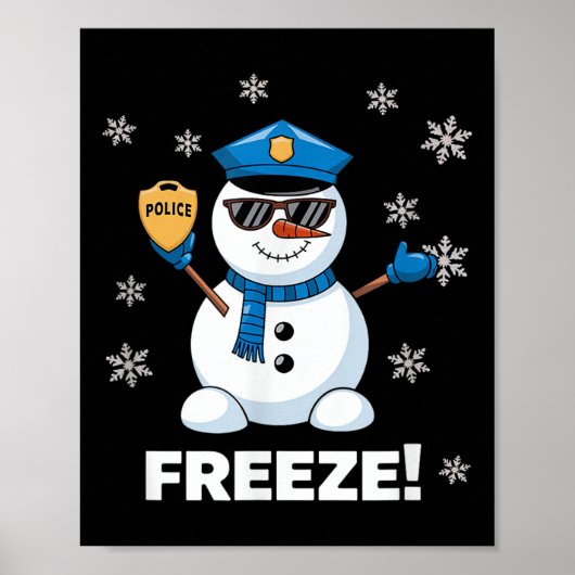 Poster Cop Snowman congeler Noël fêtes Noël (Devant)