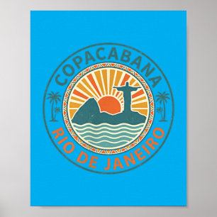 Poster Copacabana Rio de Janeiro Brésil Plage Rétro