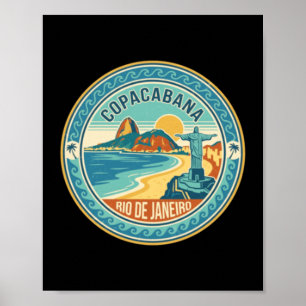 Poster Copacabana Rio de Janeiro Brésil Plage Rétro