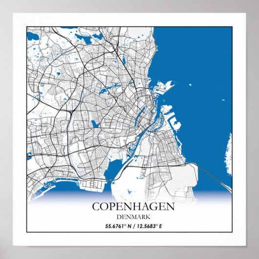 Poster Copenhague Danemark City Carte Voyage Simple Minim (Devant)