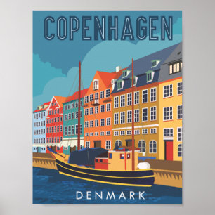 Poster Copenhague Danemark Illustration des lieux de voya