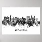 Poster Copenhague Danemark Skyline BW (Devant)