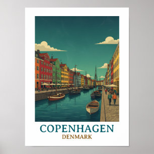 Poster Copenhague vintage Danemark Architecture Historiqu