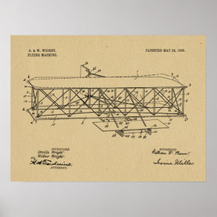 Poster Copie 1906 de dessin de brevet d'avion de frères