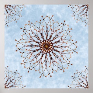 Poster Copie abstraite nue d'affiche d'arbre et de ciel