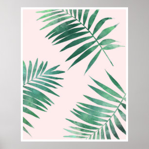 Poster Copie botanique d'affiche de vert et de rose