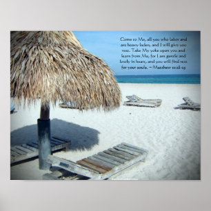 Poster Copie chrétienne pittoresque de bible de plage de
