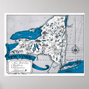 Poster Copie côtière d'art de décor de New-York de carte