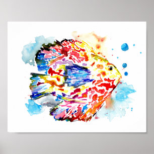 Poster Copie d'affiche d'aquarelle de poissons