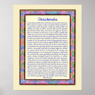 Poster Copie d'affiche de desiderata