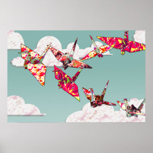 Poster Copie d'affiche de grues de papier
