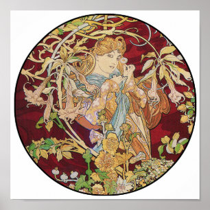Poster Copie d'affiche de Nouveau d'art de Mucha : Femme
