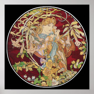 Poster Copie d'affiche de Nouveau d'art de Mucha : Femme