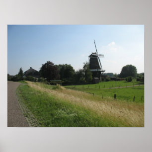 Poster Copie d'affiche de photo de paysage de moulin à
