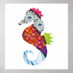 Poster Copie d'animal familier de patchwork d'hippocampe