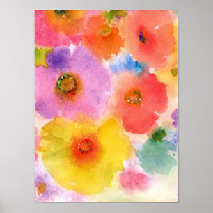 Poster copie d'aquarelle de fleur