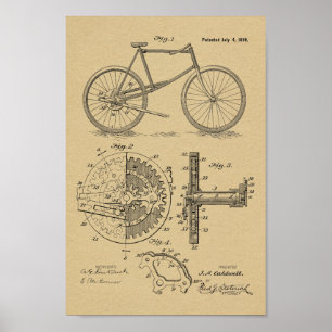 Poster Copie d'art de brevet de bicyclette propulsée 1899