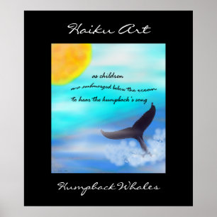 Poster Copie d'art de Haiku de baleines de bosse