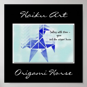 Poster Copie d'art de Haiku de cheval d'origami