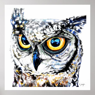Poster Copie de beaux-arts : Grande illustration de hibou