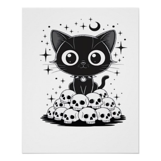 Poster Copie de crânes de chats créatifs gothiques chats  (Devant)
