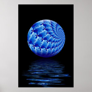 Poster Copie de fractale de sphère suspendue par bleu