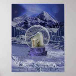 Poster Copie de globe de neige d'ours blanc