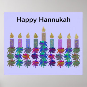 Poster Copie de Hannukah Menorah de fleur