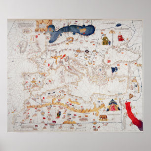 Poster Copie de la carte catalane de l'Europe, Afrique du