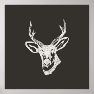 Poster Copie de tête de cerfs communs